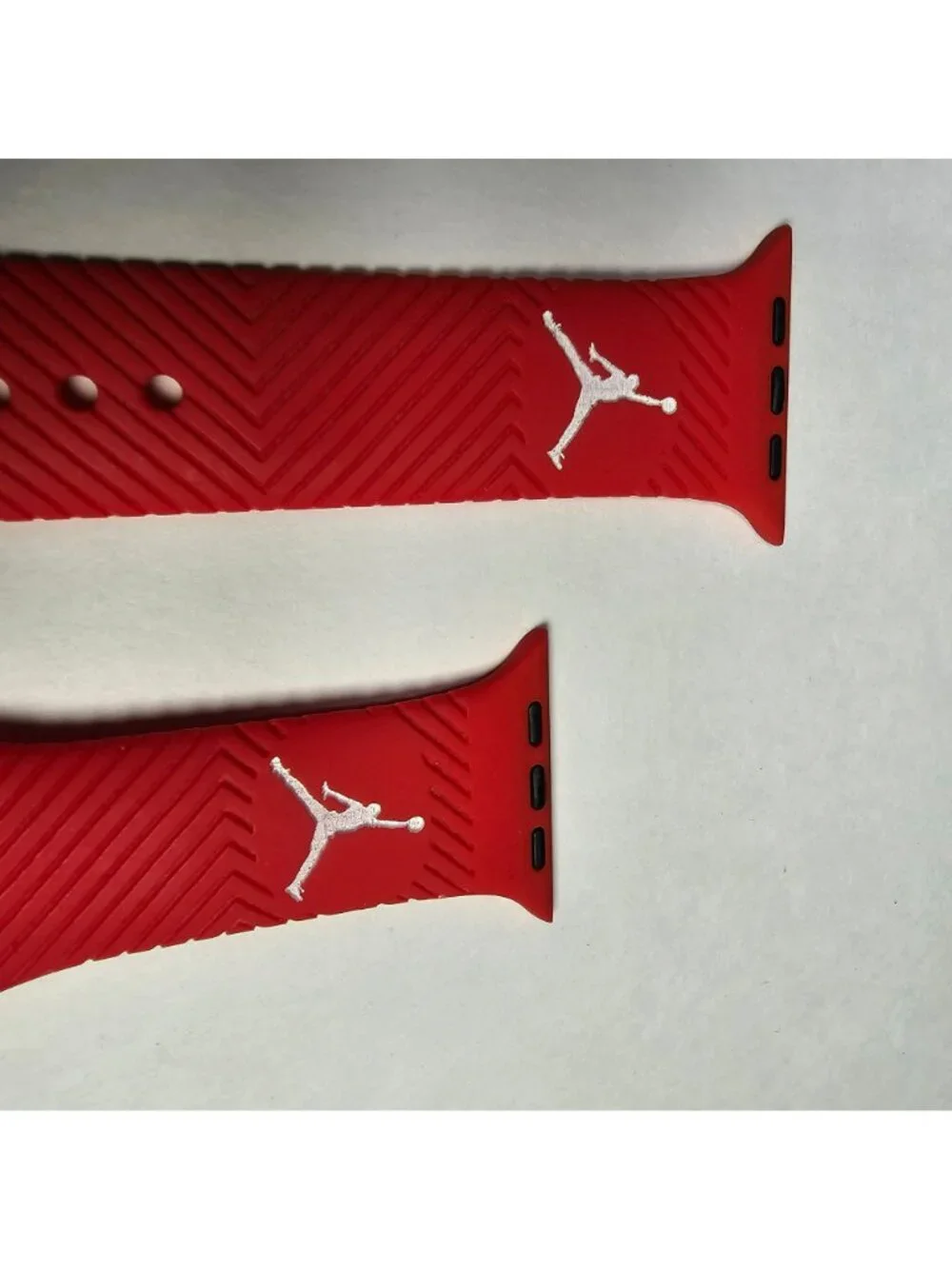 Air Jordan Apple Watch Silicone Sport Band (42mm/44/46/49) Red w/ White Logo